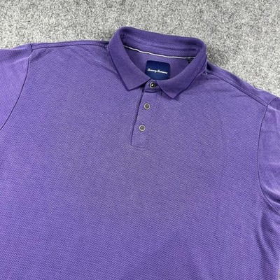 Tommy Bahama Polo Shirt Mens XXL Purple Chevron Textured Modal Blend Casual