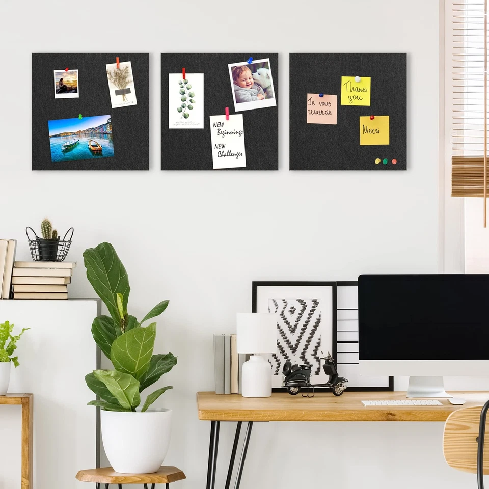 Black Cork Bulletin Board 12x12, 1/2 Thick Felt Cork Board Tiles 12 Pack, Sma... - Image 3 of 4