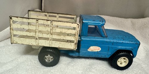Vintage Mini Tonka Blue Gladiator Jeep Stake Bed Dump Farm Tilt Truck - Picture 2 of 10