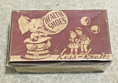 VTG c1950s Cardbrd Childrens Shoe Box Empty HEALTH SHOES by Kess-Kraft, Elephant