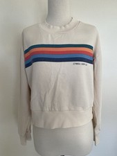 O NEILL SURF CO STRIPE FLEECE CROP SWEATSHIRT SWEATER PULLOVER RAINBOW S SMALL
