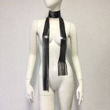 2Pc Hot Tassel Metal Neck Tie Scarf Neckerchief Long Skinny Glitter Shiny Party