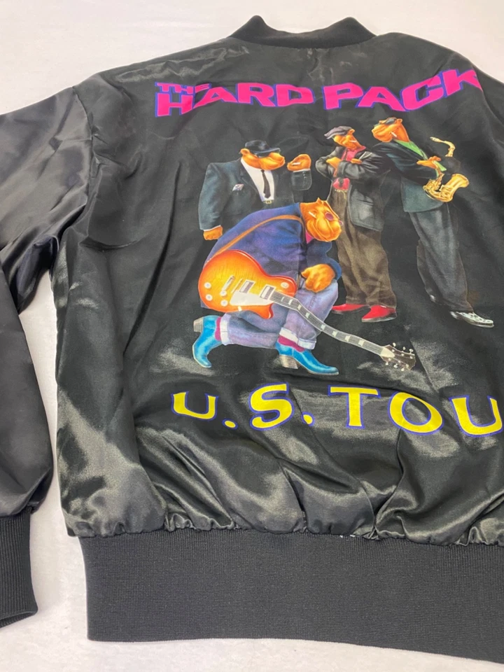 Chaqueta de bombardero Joe Camel Swingster satinada LG negra años 90 paquete duro gira por Estados Unidos Foto 3 de 4