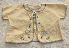 Vintage 1950's Hand Embroidered BEARS Baby's Bed Jacket and Nylon Romper