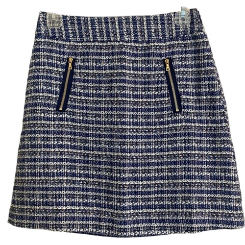 Loft blue and White Tweed Academia Pencil Skirt Size 4 - Imagen 4 de 7