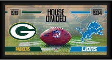 Green Bay Packers vs Detroit Lions Frmd 10" x 20" House Divided Football Collage