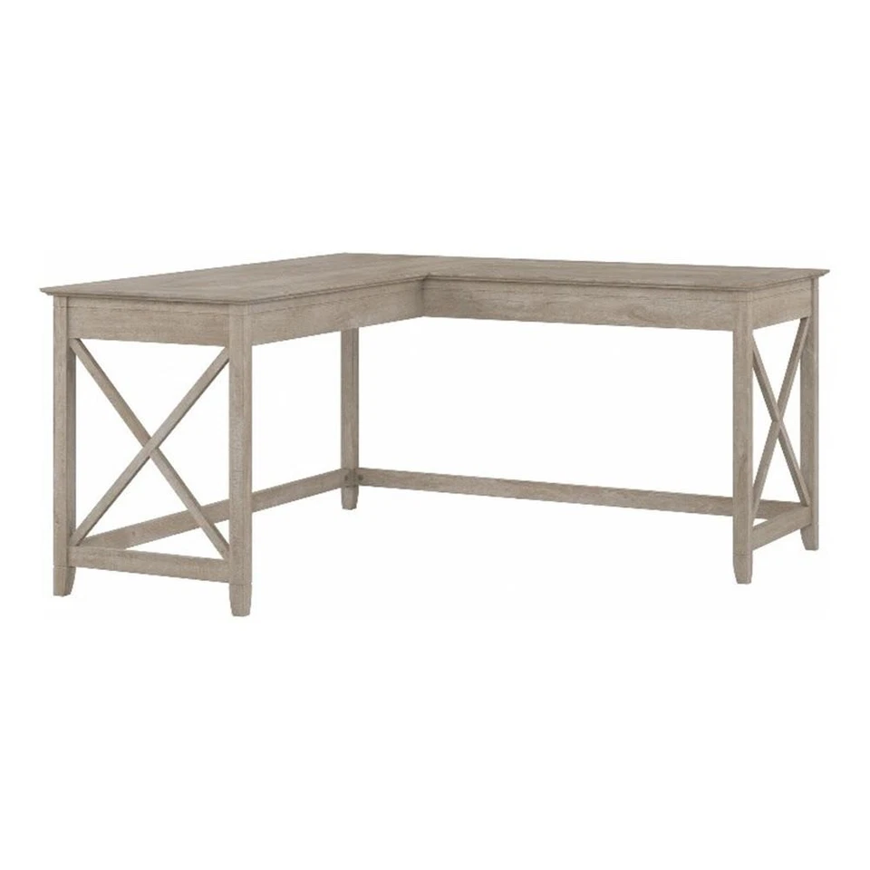 Bush Furniture Key West 60W L Shaped Desk in Washed Gray - Engineered Wood - Image 2 of 4