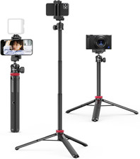 MT-44 Extendable Phone Tripod, 59" Selfie Stick Vlog Stand with 2 in 1 Phone Cli