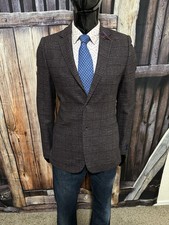 Ted Baker Burgundy Plaid Wool/Cashmere Blazer Size 3 NWT 425  Tight Lines  38R