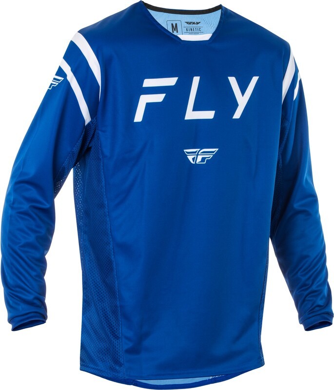 Maillot FLY RACING Kinetic Center bleu marine blanc moto cross tout-terrain