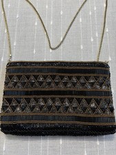 Vtg La Regale Art Deco Evening Purse Luxurious Gold  Black Beaded Masterpiece