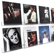 8 Pack Vinyl Record Shelf Wall Mount, 12 inch Album Record Holder Display, Cl...