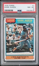 1976 Topps Hank Aaron #1 Record Breaker Milwaukee Brewers Graded PSA 8 NM MINT