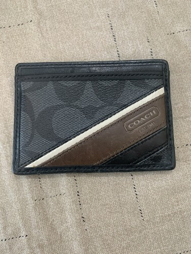 Coach Men’s Black And Brown Card Holder - Picture 1 of 7