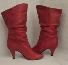 1980s MISTER SHOES by MARKON Leather High Heel Half Calf Slouch Boots Size 6-1/2