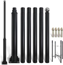 Street Light Pole 20Ft Tall, Black Outdoor Galvanized Heavy-Duty Metal Solar Str