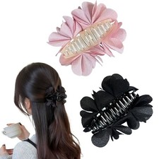2PCS Flower Hair Claw Clips, Non-Slip Acrylic Flower Claw Clip for Short,