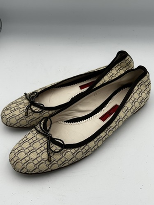 #ad Carolina Herrera CH Shoes Womens Size 40 Ballet Flats Monogram Bow Designer $49.99