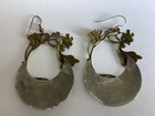 Vintage Antique Art Nouveau Earrings Figural Lady in Landscape Brass & Silver — photo 5