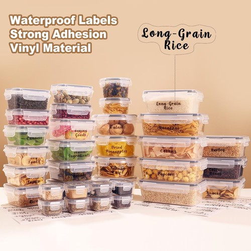 34 Pcs Reusable BPA-Free Plastic Food Storage Containers With 248 Pantry Food... - Picture 3 of 8