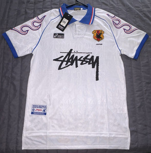 Vintage Asics Japan National Team Soccer Jersey White/Blue JFA Crest Size M