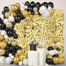36 Pcs Light Gold Shimmer Wall Backdrop Panels for Party, Light Gold Sequin Bac