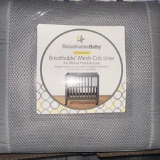 Halo Breathable Mesh Crib Liner for Mini Portable Cribs - Gray NEW