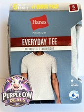 5 1 Bonus Hanes Premium Relax Fit Everyday Tee Tagless T-Shirts Pack Gray Size S