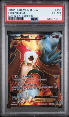 e エンテイ　ポケモンカード PSA6 PSA 6 2012 Pokemon Black & White Dark Explorers Full Art Entei EX