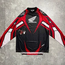 Vintage Honda Fox Racing Jersey Honda CR Motocross Black Red T shirt Size L Rare