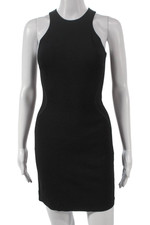 Stella McCartney Women Bodycon Dress Black Sleeveless Zip Long Size XS
