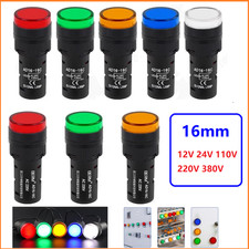 LED Indicator/Warning Lamps 16mm Hole Panel Mounting 12V 24V 110V 220V 380V