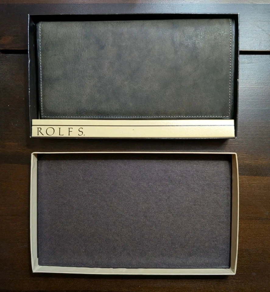 Cartera Rolfs Cuero de Vaca Genuino Chequera Nueva En Caja Con Etiqueta EE. UU. De Colección 1993 Foto 2 de 4