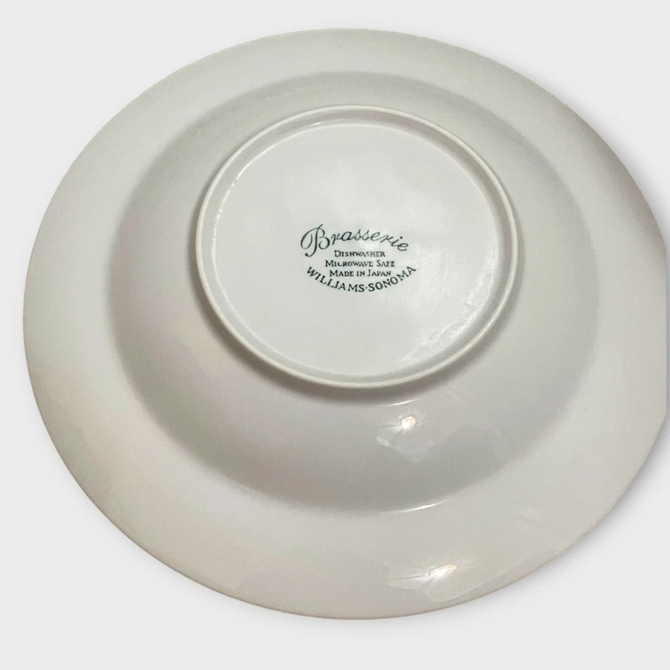 Williams Sonoma Brasserie 9" Soup Bowls Set of 6 Band and Verge White Yellow Rim - Image 2 of 4
