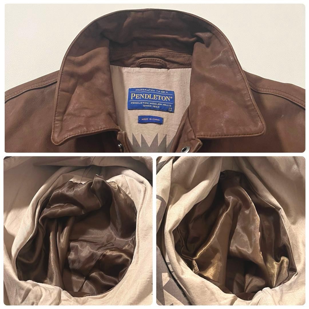 Pendleton Leather Tracker Jacket Native Pattern C… - image 8