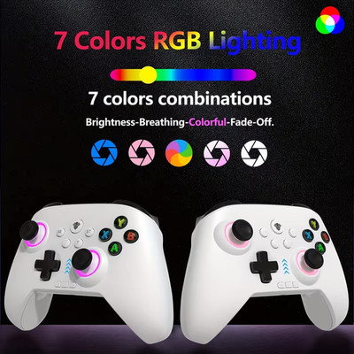 2.4G Wireless Gamepad for PC Featuring RGB Lights, Programmable Buttons