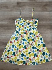 American Eagle Sundress Sz 4 Floral Spaghetti Straps Pockets Lined Ruched Back
