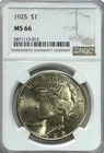 1925 Peace Dollar, MS 66 NGC, NR
