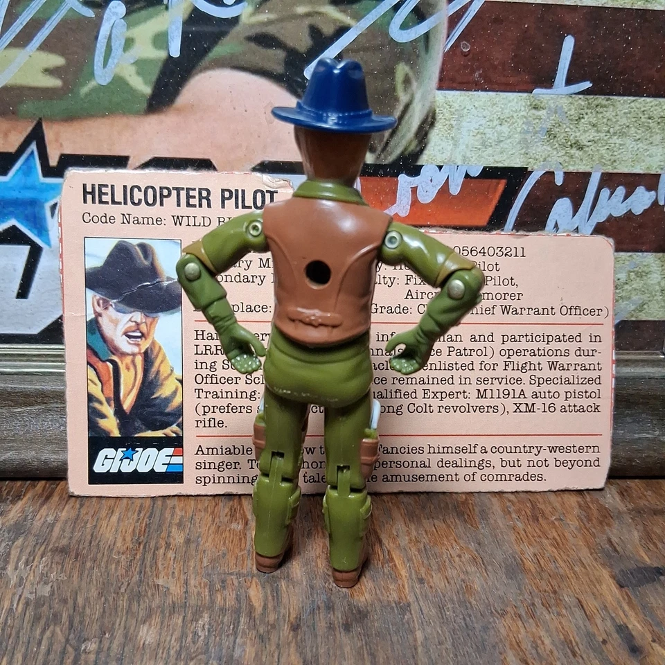 G.I. Figura de piloto de helicóptero Joe Wild Bill y tarjeta de archivo de colección 1983 V1 Foto 2 de 4