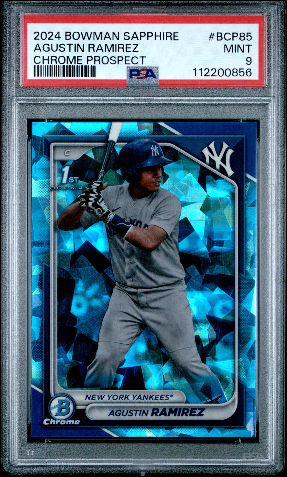 2024 BOWMAN SAPPHIRE ED CHROME PROSPECTS #BCP85 AGUSTIN RAMIREZ PSA 9