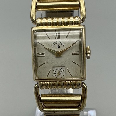 Vintage Lord Elgin Mens Watch 20mm 14K Gold Filled Manual Wind
