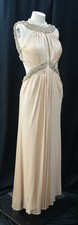 Jovani backless prom slinky Jersey dress Gown halter formal long bead gold 6 S