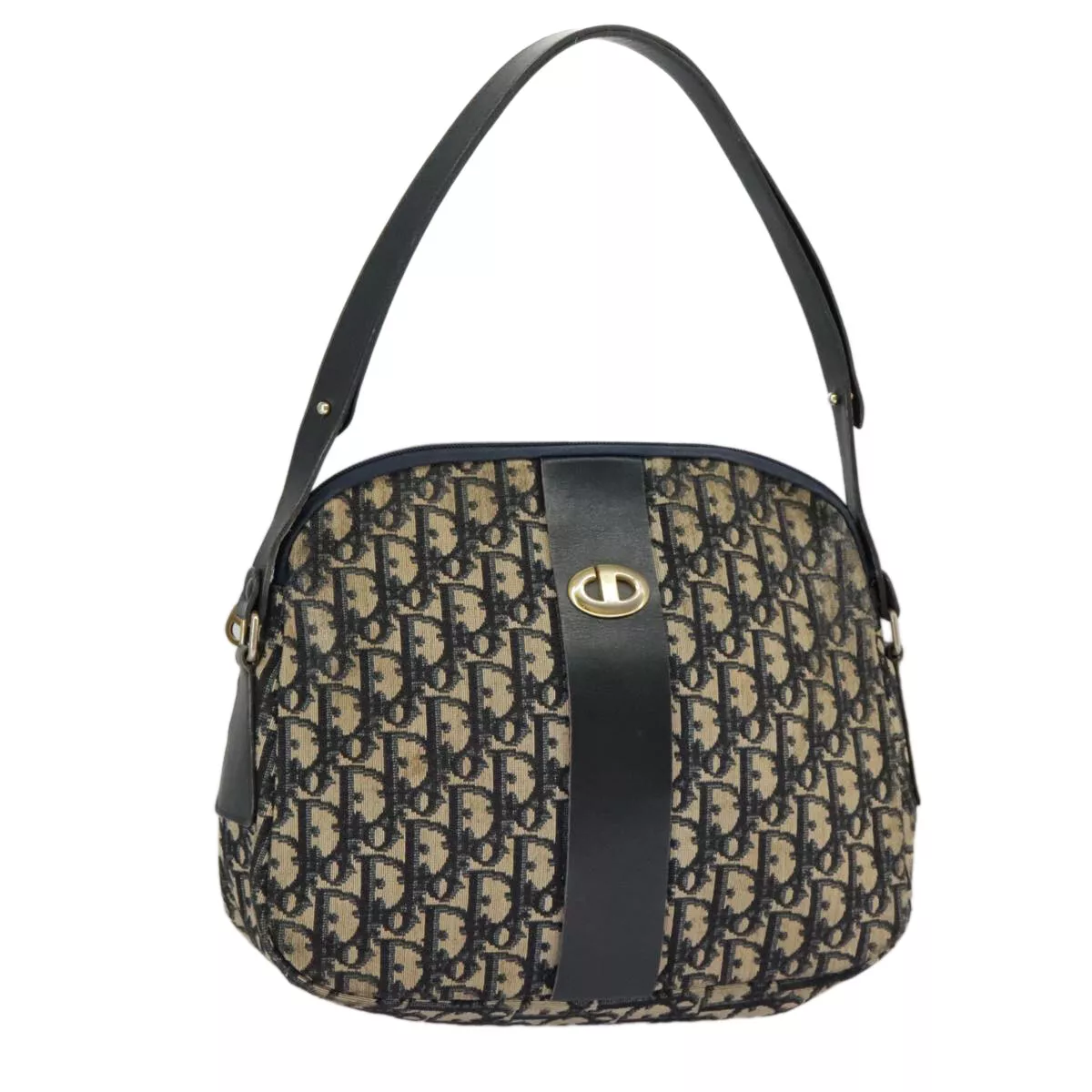 Sac bandoulière Christian Dior trotteur toile marine or authentique 98315