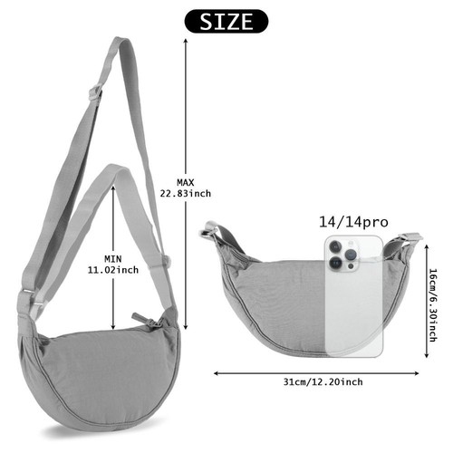 Fashion Casual Half Moon Shape Women Crossbody Bag Chest Bag Dumpling Bag Nylon - Picture 2 of 16