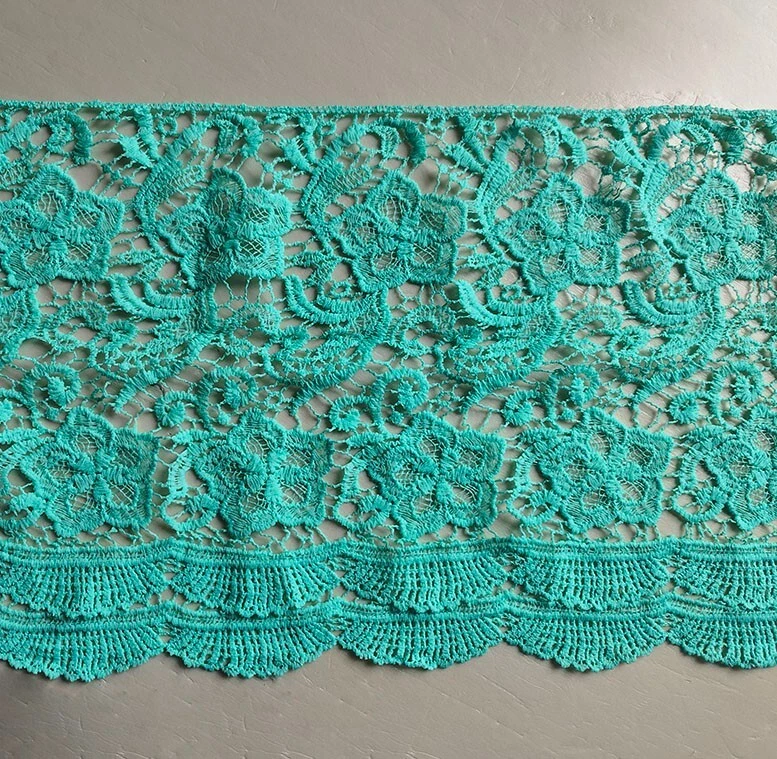 3 yardas 12" de ancho vintage algodón ganchillo floral encaje adornos verde m0279 Foto 2 de 2