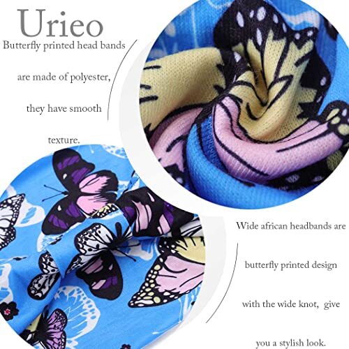 4 Pack Boho Printed Headbands Butterfly Wide HairBands Stretch Twist Yoga - Bild 2 von 6
