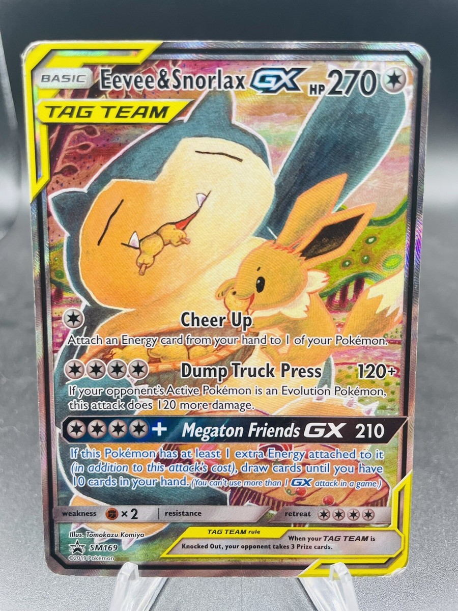 Pokemon Eevee & Snorlax GX SM169 Sun & Moon Holo Black Star Pokemon Eevee & Snorlax GX SM169 Sun & Moon Holo Black Star