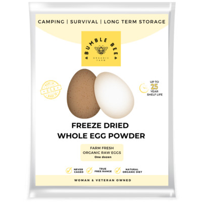 Farm Fresh Organic FREEZE DRIED eggs | One ingredient | 12 eggs in powdered form