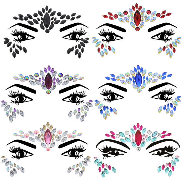 Zac's Alter Ego Pack of 6 Crystal Face Gems/ Jewels - Summer Festival Body Art