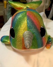 Nori Norwhal Medium Ty Beanie Boos Plush Stuffed Animal Rainbow Glitter 13  